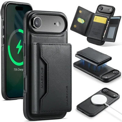 MAGKING K2 Series For iPhone Air Case Compatible with MagSafe PC + TPU + PU Phone Cover - Black