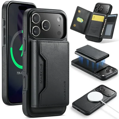 MAGKING K2 Series For iPhone 18 Pro / 17 Pro Case Compatible with MagSafe PC + TPU + PU Phone Cover - Black
