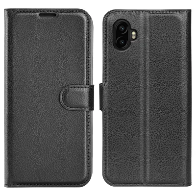 AMORUS For Samsung Galaxy XCover7 Pro Wallet Case Litchi Texture Shockproof Leather Flip Stand Phone Cover - Black