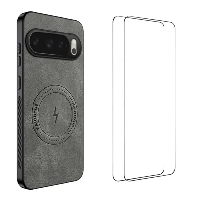 WANLONFENG For Google Pixel 10 Magnetic Case  SD Series PC TPU Phone Cover with 2Pcs Screen Film - Grey