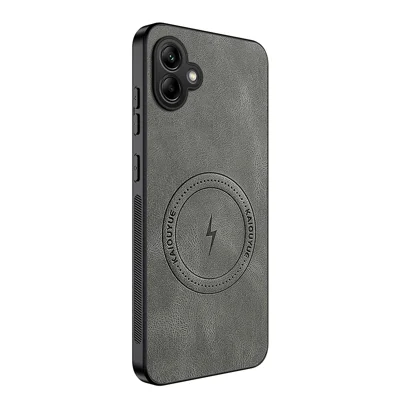 WANLONFENG For Samsung Galaxy A06 5G Magnetic Case  SD1 Series Nappa Texture PC TPU Phone Cover - Grey