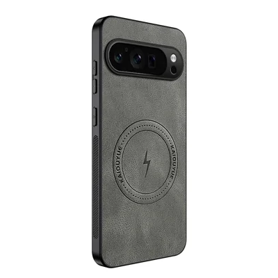 WANLONFENG For Google Pixel 9 Pro XL Magnetic Case  SD1 Series Nappa Texture PC TPU Phone Cover - Grey