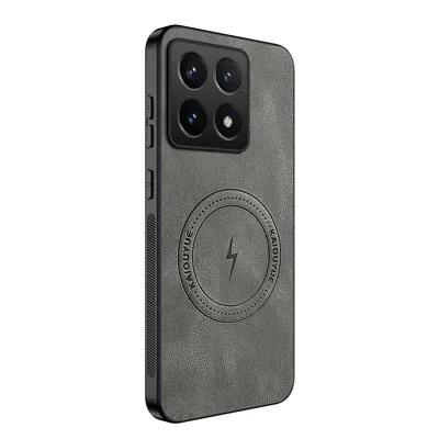 WANLONFENG For Xiaomi 14T Magnetic Case  SD1 Series Nappa Texture PC TPU Phone Cover - Grey