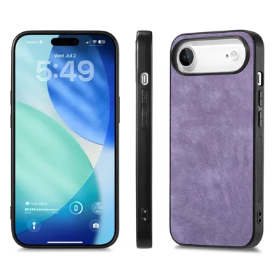 For iPhone Air Case Shockproof Slim Retro Leather Phone Back Cover - Purple