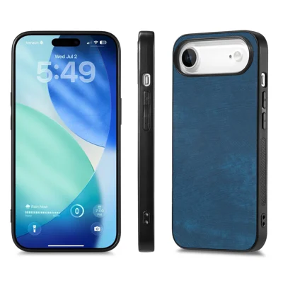 For iPhone Air Case Shockproof Slim Retro Leather Phone Back Cover - Blue