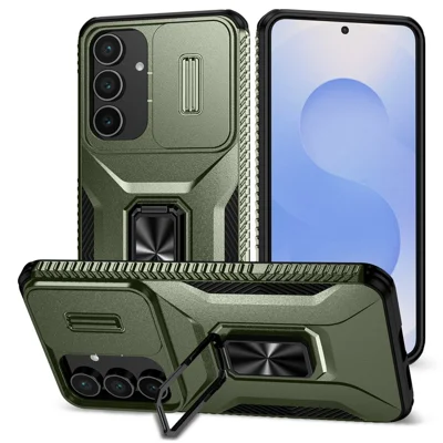 For Samsung Galaxy S26 FE / S25 FE Case Camshield Kickstand TPU + PC Anti-Slip Phone Cover - Green