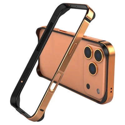 For iPhone 17 Pro Max Bumper Case Ultra Thin Metal TPU Phone Frame Protective Cover - Orange