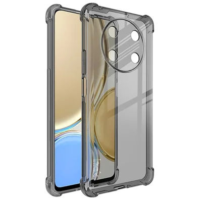 IMAK voor Honor X30 5G / X40 GT 5G / Magic4 Lite 5G vierhoekige airbag stootvaste TPU-hoes anti-kras telefoonhoes - Transparant Zwart
