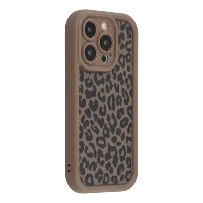 For iPhone 14 Pro Case Leopard Print TPU Shockproof Phone Cover - Coffee