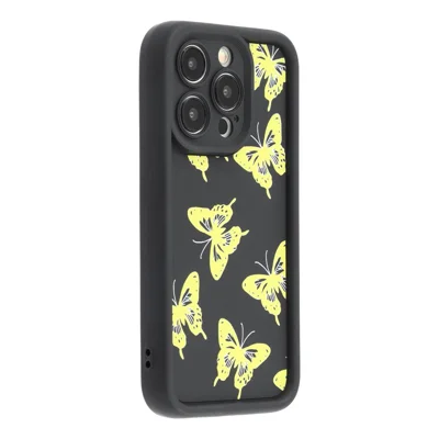 For iPhone 12 Pro Max Case Butterfly Print TPU Shockproof Phone Back Cover - Yellow