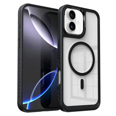 Til iPhone 17 Case Kompatibel med MagSafe TPU + PC Støjsikker Telefon Bagdæksel - Sort