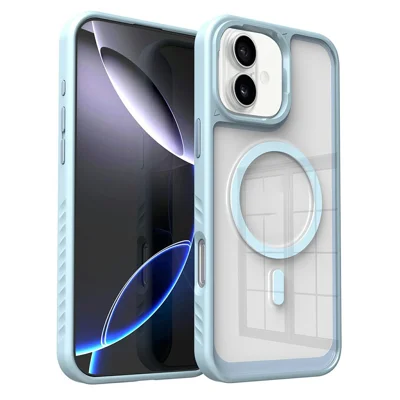 For iPhone 16 Case Compatible with MagSafe TPU + PC Shockproof Phone Back Cover - Baby Blue