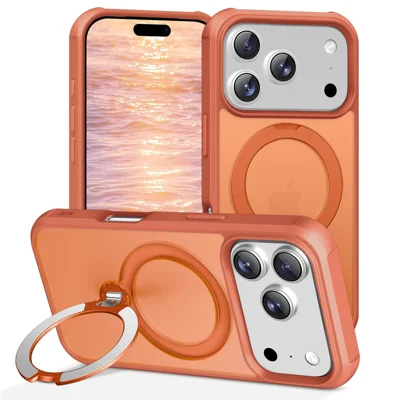 Für iPhone 17 Pro Max Hülle kompatibel mit MagSafe Ständer TPU PC stoßfeste Handyhülle - Orange