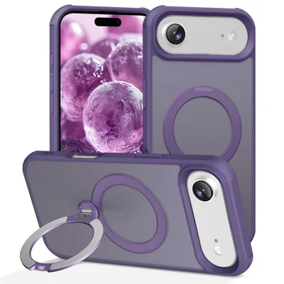 For iPhone Air Case Compatible with MagSafe Kickstand TPU PC Shockproof Phone Back Cover - Purple