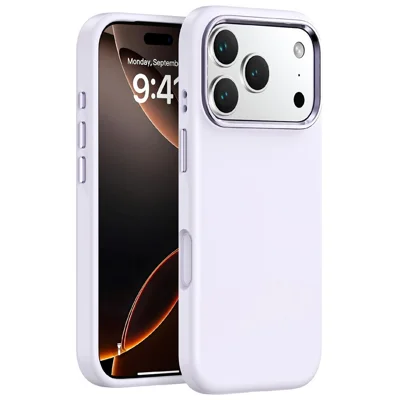 For iPhone 17 Pro Max Case Shockproof Liquid Silicone Phone Back Cover with Metal Lens Frame - Purple