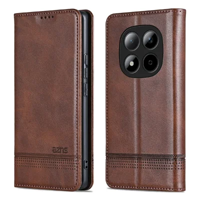 AZNS voor Xiaomi Redmi Note 15 Pro 5G hoesje Koeienhuidstructuur PU Leren Portemonnee Telefoonhoes - Koffie
