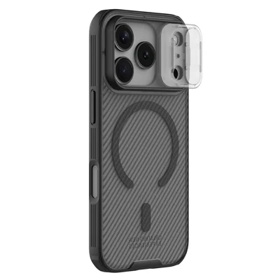 NILLKIN Camshield Pro Magnetic Series For iPhone 18 Pro / 17 Pro Case TPU + PC Clear Black Phone Cover with Camera Slider