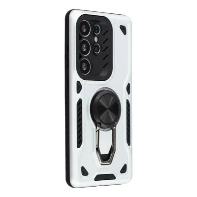 For Samsung Galaxy S24 Ultra Case with Kickstand Shockproof TPU + PC Phone Back Cover - White