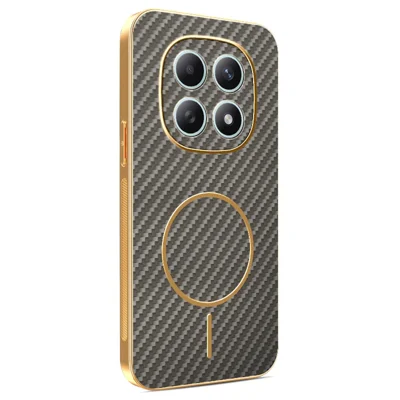 For Xiaomi Poco M8 5G / Redmi Note 15 5G (Global) / 15 4G (Global) Phone Case Carbon Fiber Textured Electroplated TPU Back Cover - Coffee