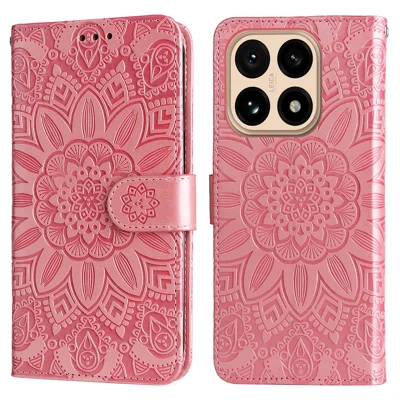 For Xiaomi 15T Case Sunflower Imprint Leather Wallet Phone Cover - Pink