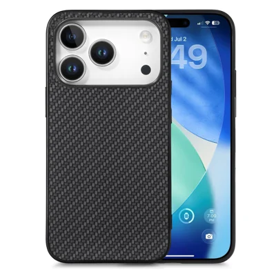 For iPhone 17 Pro Case Carbon Fiber Texture PU+PC+TPU Phone Back Cover - Black