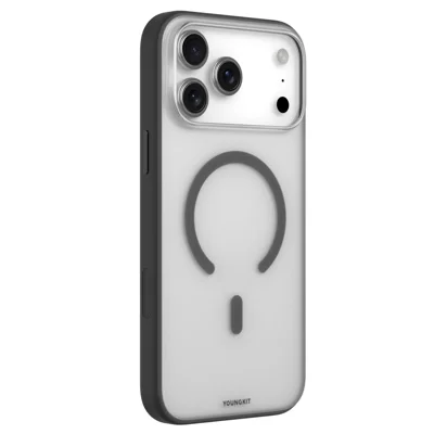 YOUNGKIT For iPhone 17 Pro Clear Case Compatible with MagSafe Shockproof TPU PC Phone Back Cover - Black
