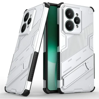 For Realme 15 5G Case PC + TPU Shockproof Phone Cover with Kickstand - White