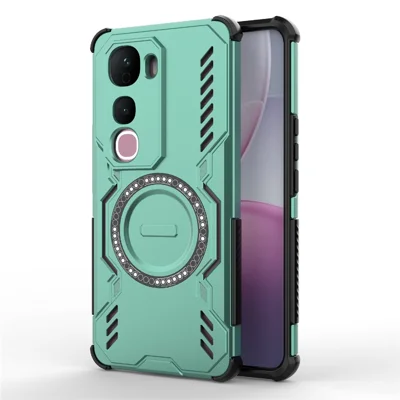 For vivo Y400 Pro 5G Magnetic Case Butterfly Armor Hollow Heat Dissipation PC + TPU Phone Cover - Green
