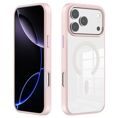 Til iPhone 17 Pro Max Case Kompatibel med MagSafe TPU + PC Støjsikker Telefon Bagdæksel - Pink