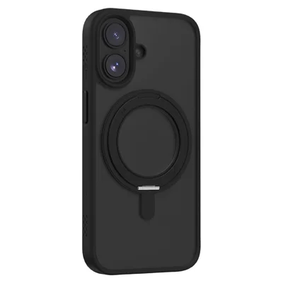 MOMAX MRAP25 For iPhone 17 Magnetic Case Matte TPU + PC Kickstand Phone Cover - Black