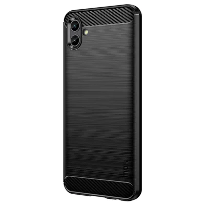 MOFI JK TPU Series-1 for Samsung Galaxy A04 4G (164.4 x 76.3 x 9.1 mm) Brushed Phone Cover Carbon Fiber Texture Anti-scratch Flexible TPU Protective Case - Black