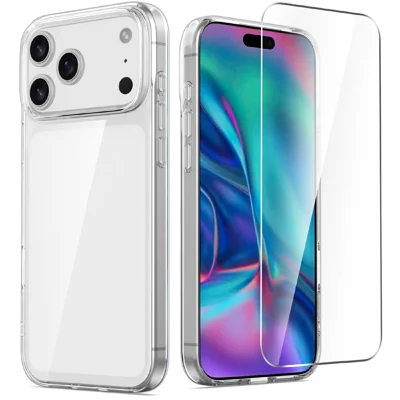 For iPhone 17 Pro Clear TPU Anti-Scratch Phone Case + 2.5D Arc Edge Screen Protector