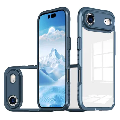 For iPhone Air Case Ultra Slim TPU PC Clear Phone Back Cover - Marineblå