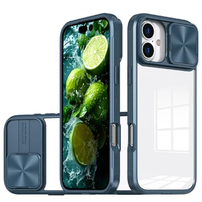Til iPhone 17 Case TPU + PC Klar Telefonbeskyttelse med CD-nerver Kameraobjektiv Skydelåg - Marineblå
