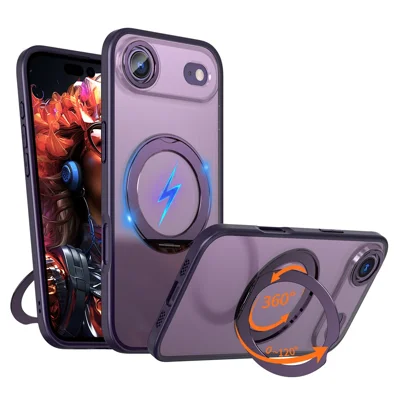 For iPhone Air Case Compatible with MagSafe TPU + Acrylic Kickstand Phone Cover - Purple