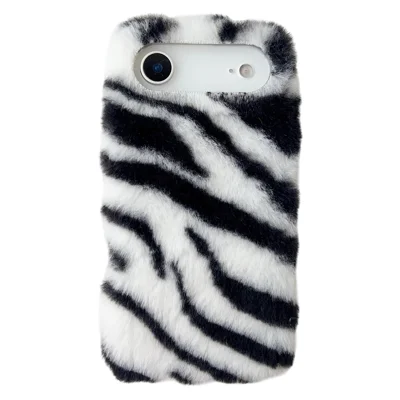 For iPhone Air Case Zebra Pattern Soft Plush TPU Phone Cover - White