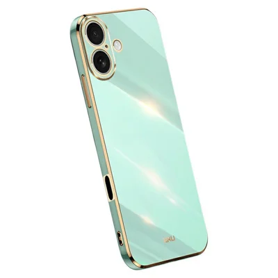 XINLI voor iPhone 17 hoesje TPU telefoonhoes met gegalvaniseerde rand - Cyaan