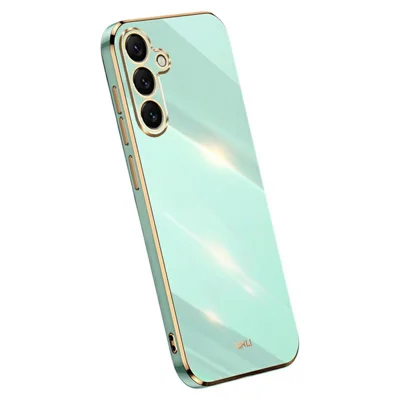 XINLI For Samsung Galaxy S25 FE Case TPU Phone Cover with Electroplating Frame - Cyan