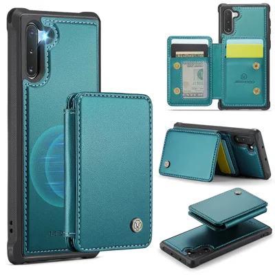 JEEHOOD For Samsung Galaxy Note 10 4G Case  J05 Leather Mobile Cover with Detachable Magnetic Card Bag - Blue