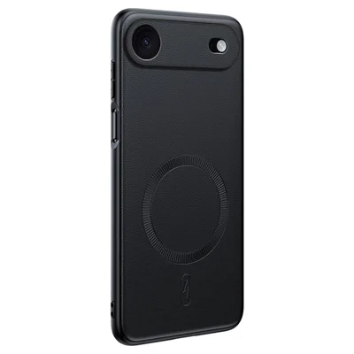 For iPhone Air Case Compatibel met MagSafe Leer Overdekte TPU + PC Telefoonhoes - Zwart