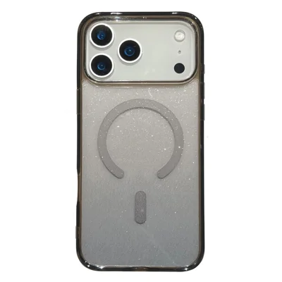 For iPhone 17 Pro Case Compatible with MagSafe Sparkling Glitter PC + TPU Phone Cover - Transparent Black