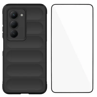 WANLONFENG For Xiaomi Redmi 15 5G (EU) (171mm) / Xiaomi Redmi 15 4G (EU) (171mm) TPU Case  HD Series Anti Slip Phone Cover with Tempered Glass - Black