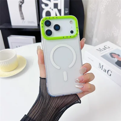 For iPhone 17 Pro Max Clear Case Kompatibel med MagSafe PC + TPU Telefon Bagdæksel - Grøn