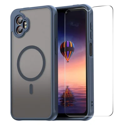 ENKAY HAT PRINCE For Samsung Galaxy XCover7 Pro Magnetic Case with 9H Tempered Glass PC TPU Matte Phone Cover - Blue