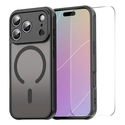 ENKAY HAT PRINCE For iPhone 18 Pro Max / 17 Pro Max Magnetic Case with Hydrogel Film PC TPU Matte Phone Cover - Black