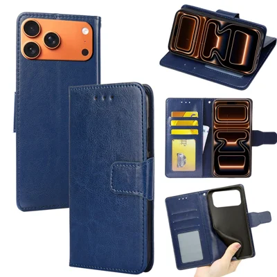 For iPhone 17 Pro Max Case Wallet PU Leather + TPU Folding Stand Telefoonhoesje - Saflir