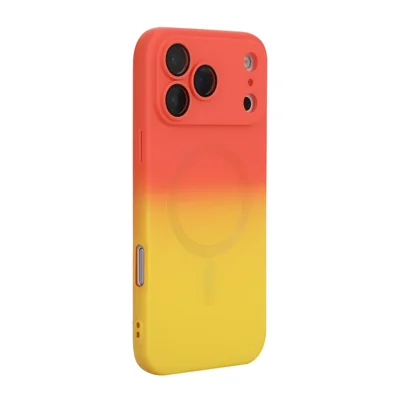 ENKAY HAT PRINCE For iPhone 17 Pro Max Silicone Case   Gradient Color Cover Compatible with MagSafe - Orange+Yellow