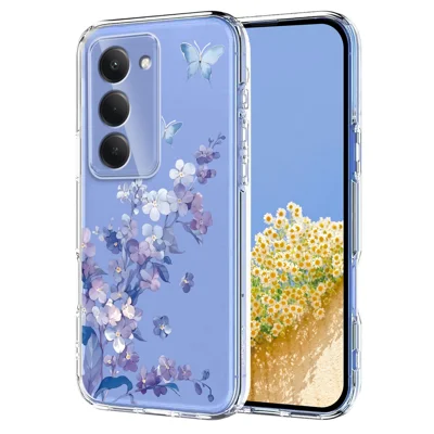 For Xiaomi Redmi 15 5G (EU) (171mm) / Xiaomi Redmi 15 4G (EU) (171mm) Case Butterfly Floral Pattern Printing TPU Phone Back Cover - Violets