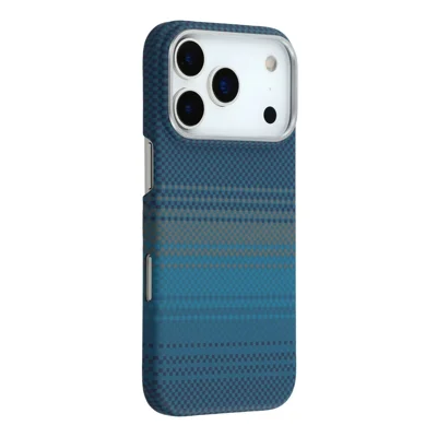 For iPhone 17 Pro Max Case Compatible with MagSafe Carbon Fiber Texture PC Phone Back Cover - Sunset Blue