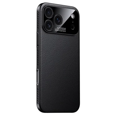 For iPhone 17 Pro Case Ultra Thin Heat Dissipation PU Leather Coated PC Phone Cover - Black